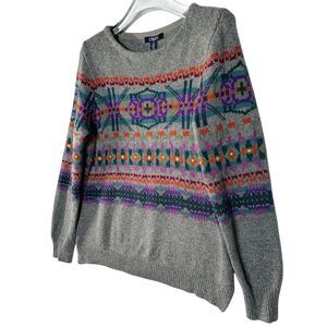 Ralph Lauren Women's Large Sweater Chaps Aztec Gray Southwestern Navajo Blanket